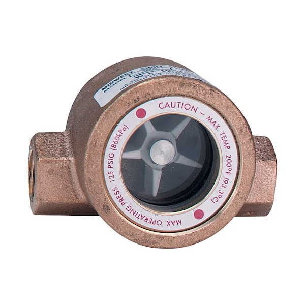 Sight flow indicator, 3/8" body, 3.063" L x 2.250" D x 2.125" H (78 x 57 x 54 mm), 1.7 lb (0.8 kg).